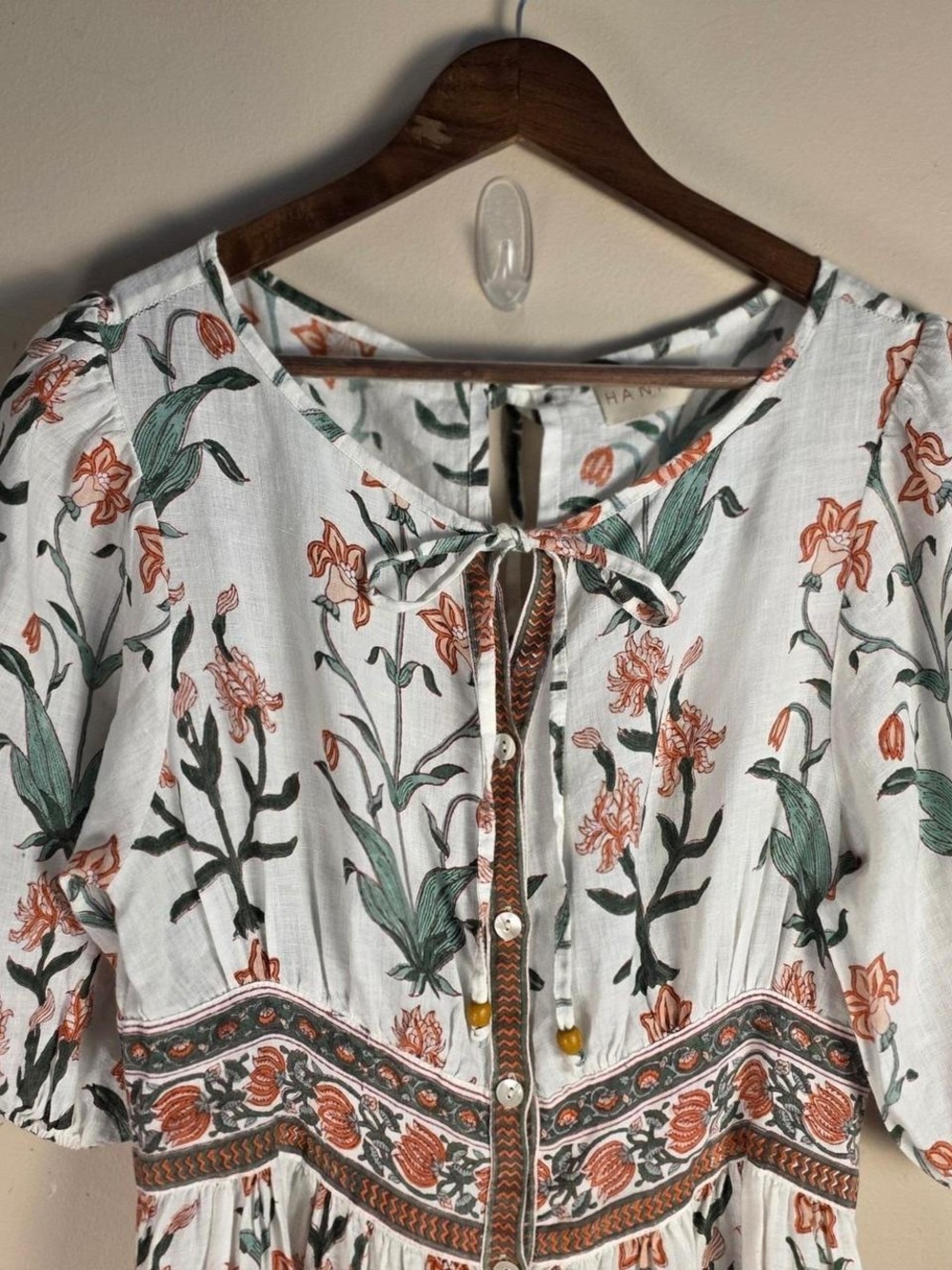 Hannah Cream Floral Maxi Dress with Puff Sleeves - Picture 5 of 7